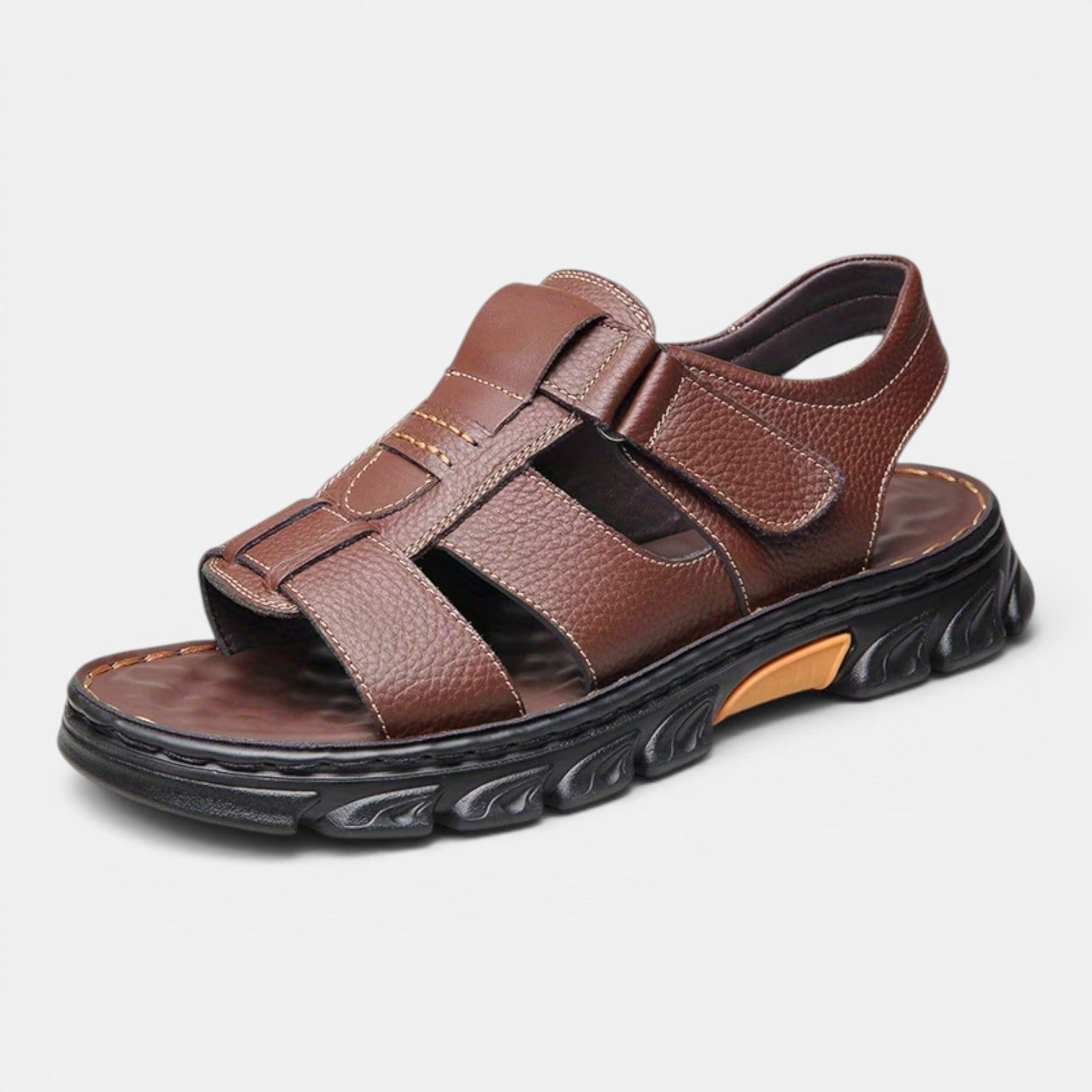Monvaline | Men’s Comfortable Leather Sandals for Walking & Driving