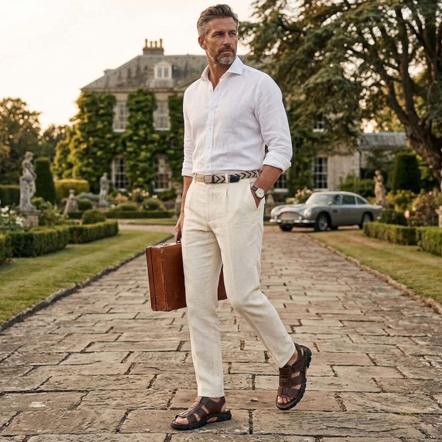 Monvaline | Men’s Comfortable Leather Sandals for Walking & Driving