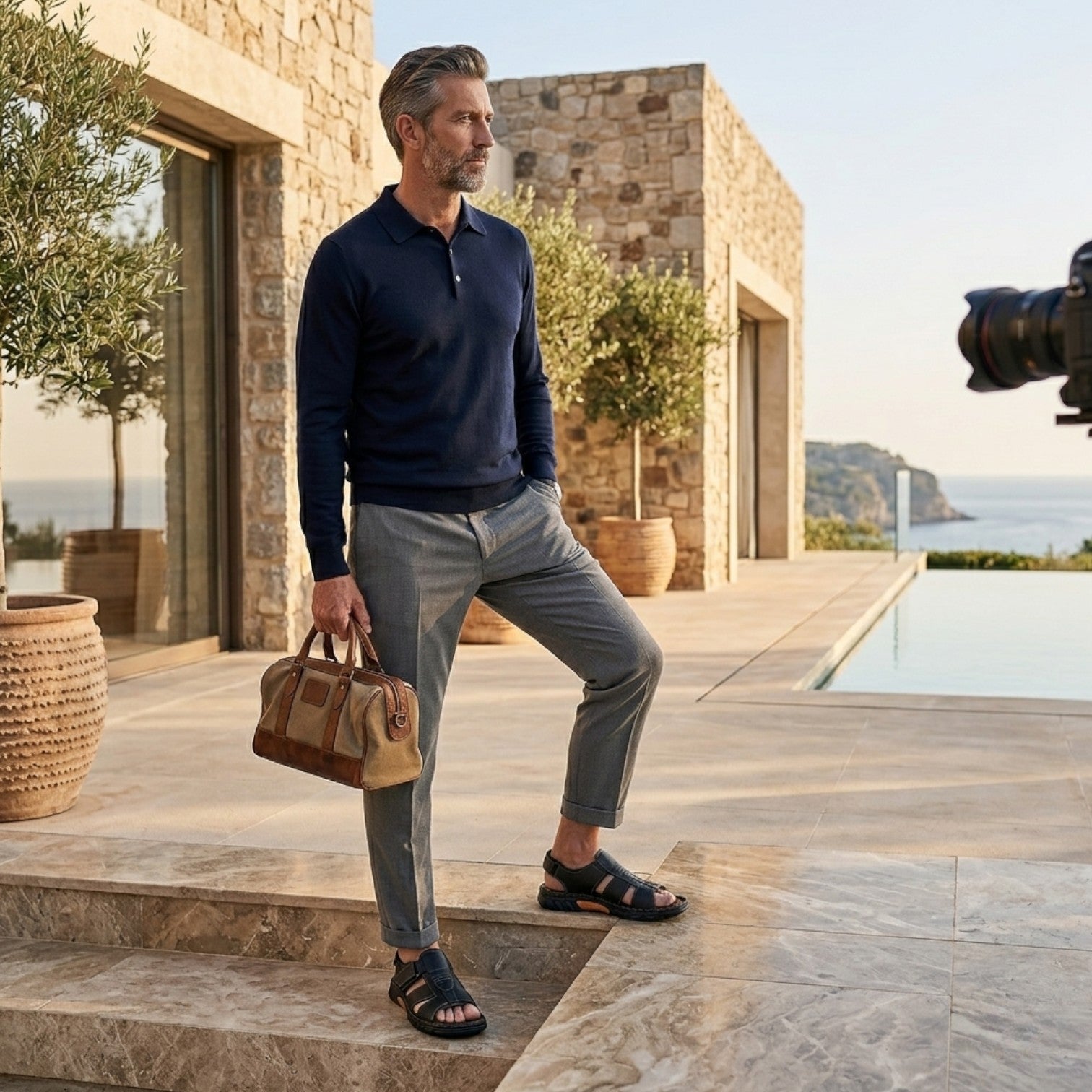 Monvaline | Men’s Comfortable Leather Sandals for Walking & Driving