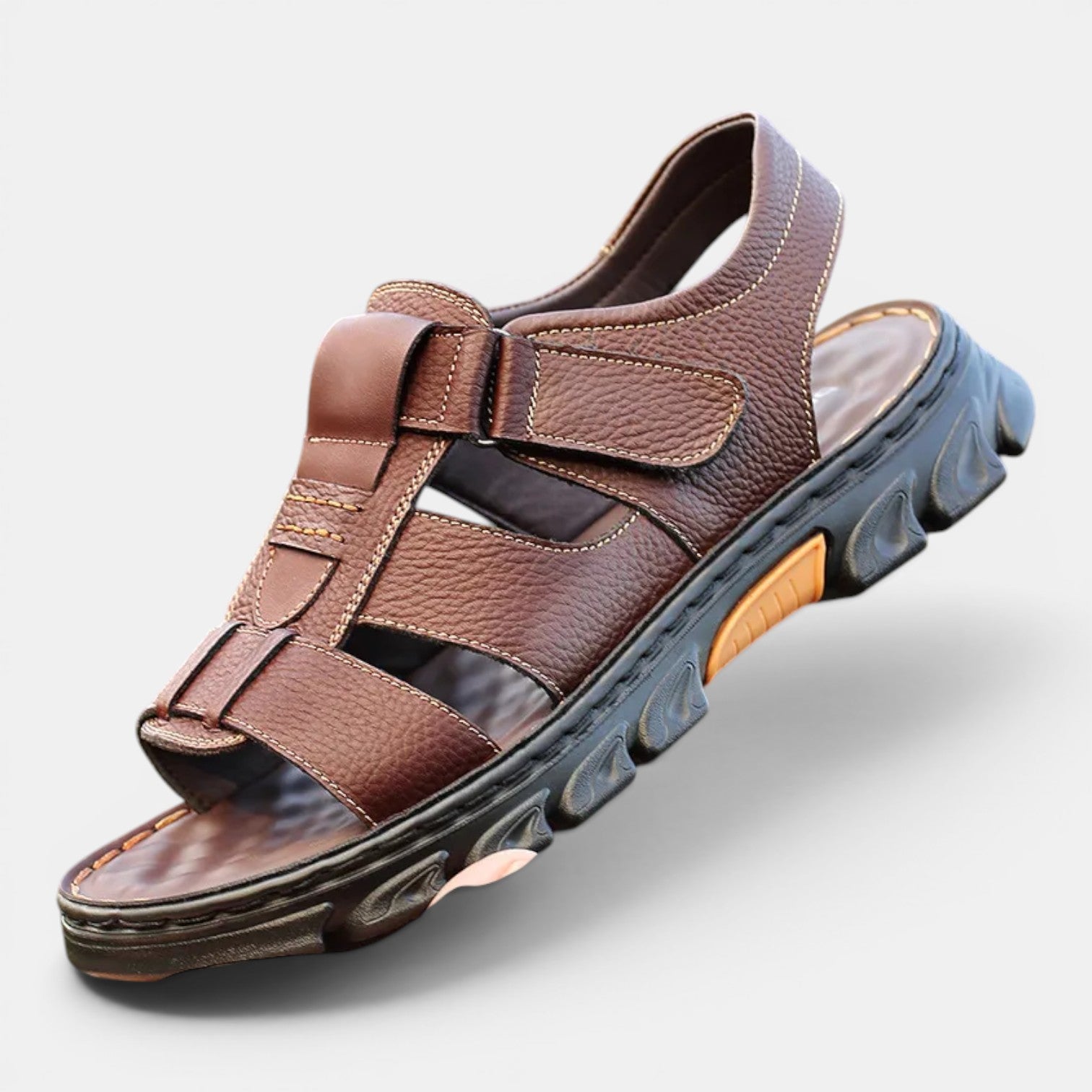 Monvaline | Men’s Comfortable Leather Sandals for Walking & Driving