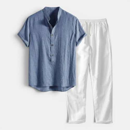 Monvaline | Men’s Cotton Blend Co-Ord Set Timeless Relaxed Summer Fit