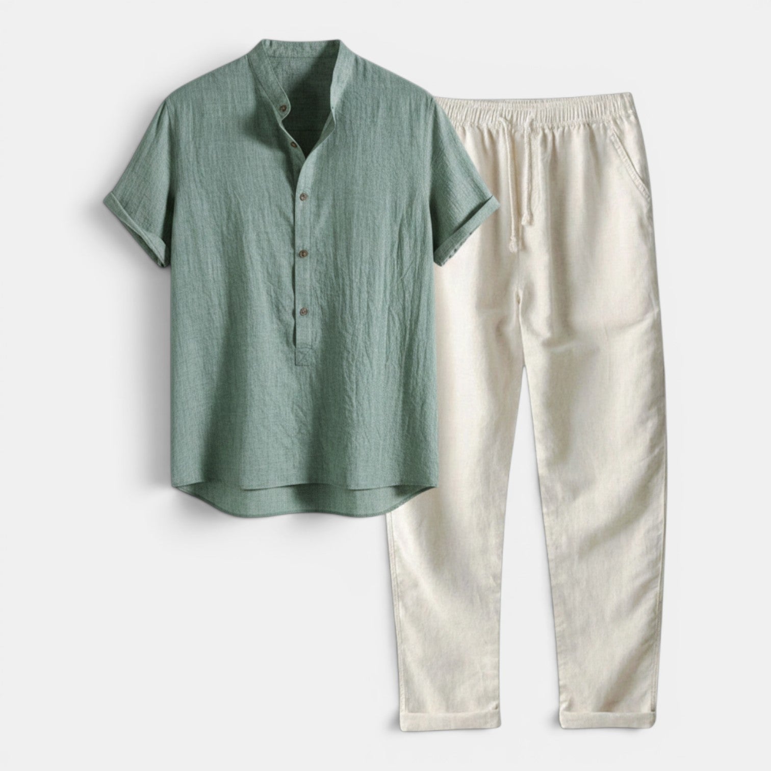 Monvaline | Men’s Cotton Blend Co-Ord Set Timeless Relaxed Summer Fit