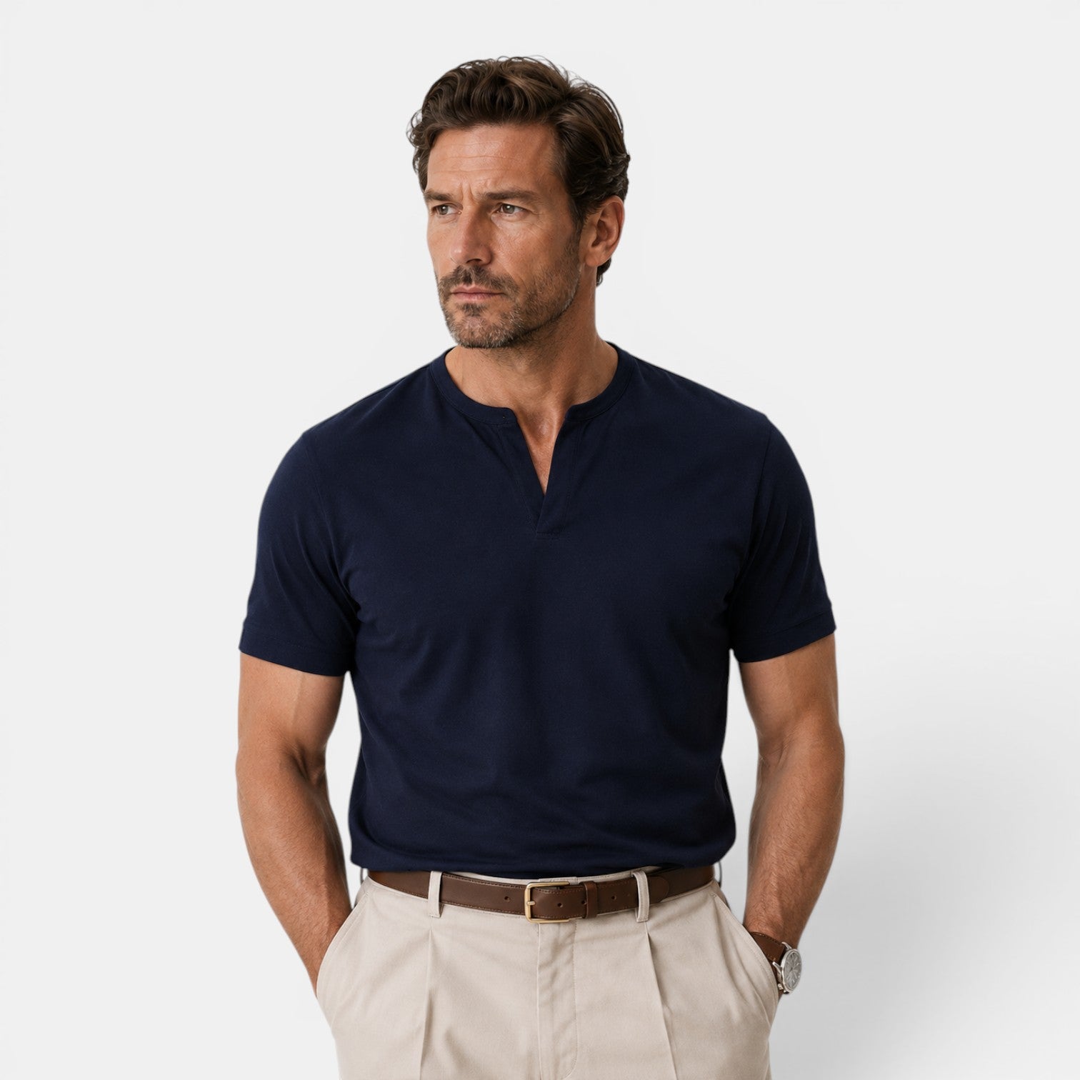 Monvaline | Men's Cotton V-Neck T-Shirt for Everyday Comfort
