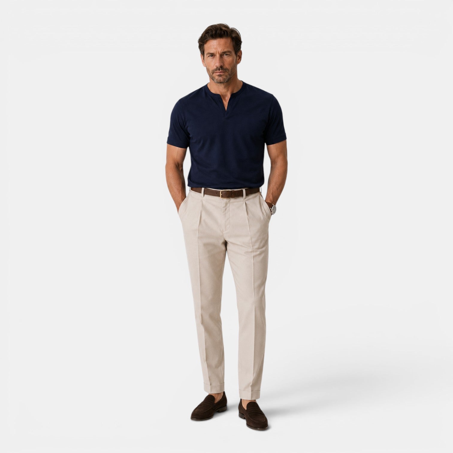 Monvaline | Men's Cotton V-Neck T-Shirt for Everyday Comfort