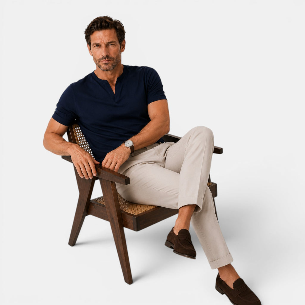 Monvaline | Men's Cotton V-Neck T-Shirt for Everyday Comfort