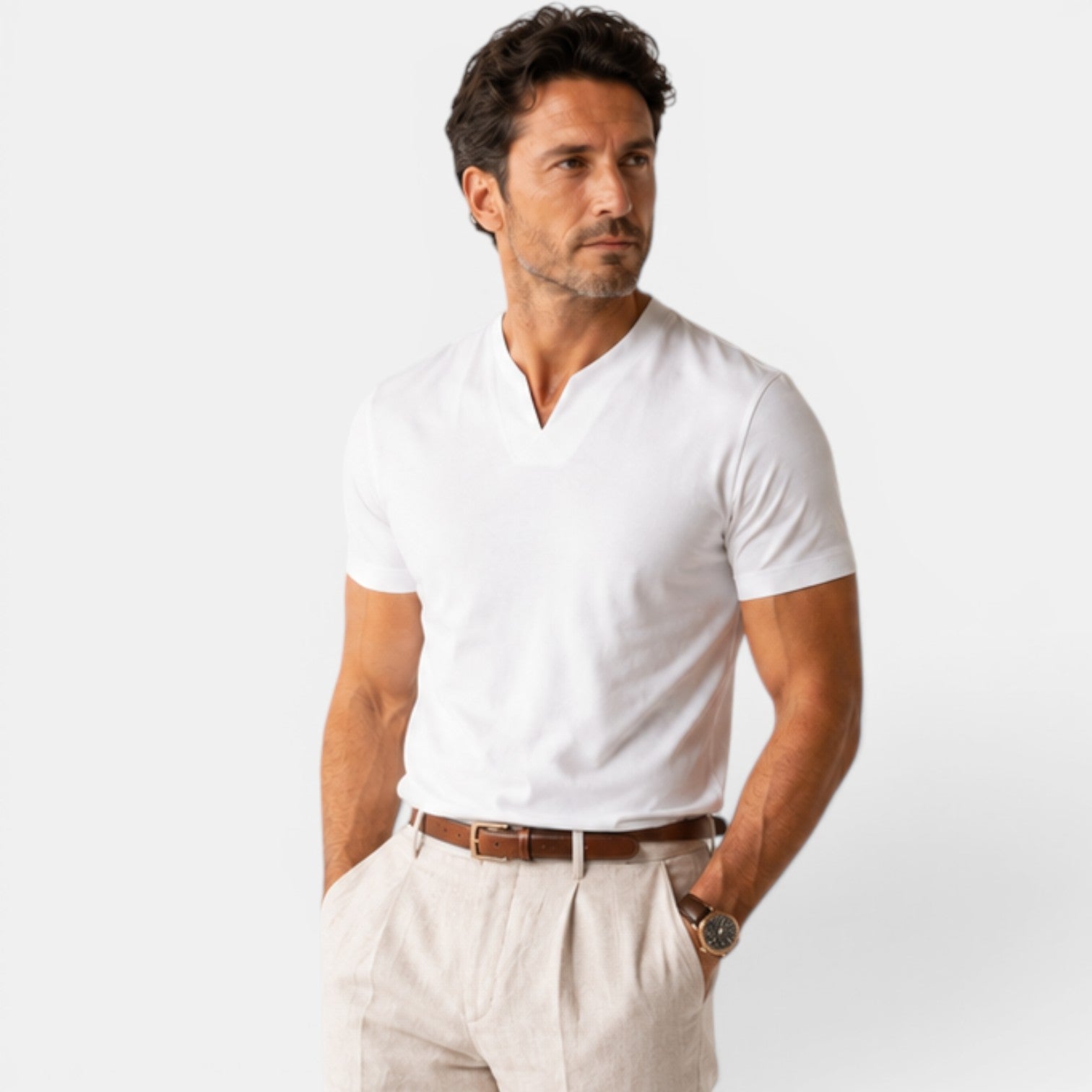 Monvaline | Men's Cotton V-Neck T-Shirt for Everyday Comfort