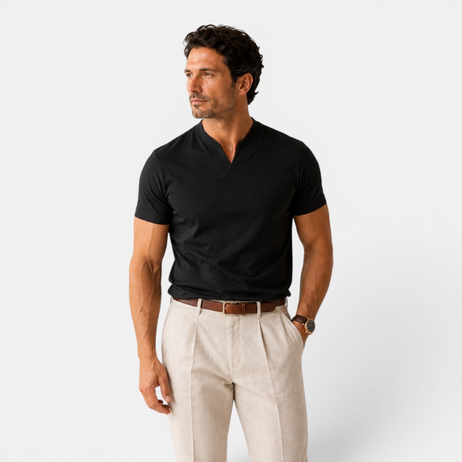 Monvaline | Men's Cotton V-Neck T-Shirt for Everyday Comfort