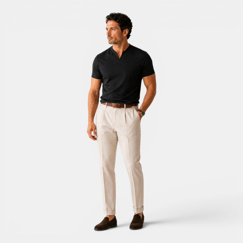 Monvaline | Men's Cotton V-Neck T-Shirt for Everyday Comfort