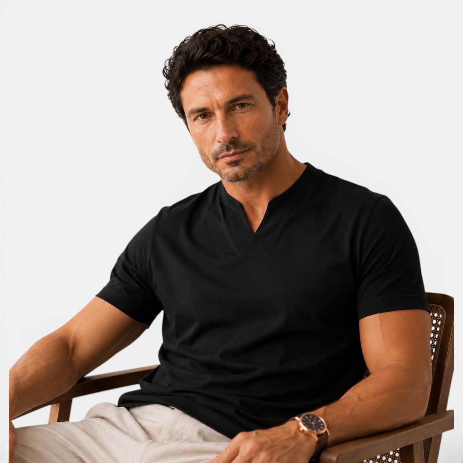 Monvaline | Men's Cotton V-Neck T-Shirt for Everyday Comfort