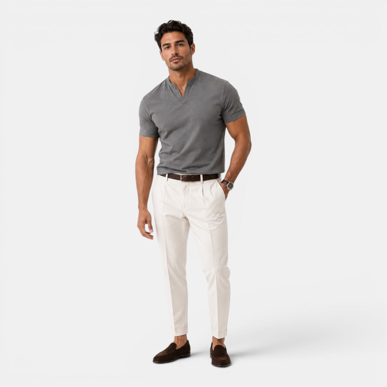 Monvaline | Men's Cotton V-Neck T-Shirt for Everyday Comfort