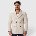 Monvaline | Men’s Cream Double-Breasted Coat Italian-Made Regular Fit