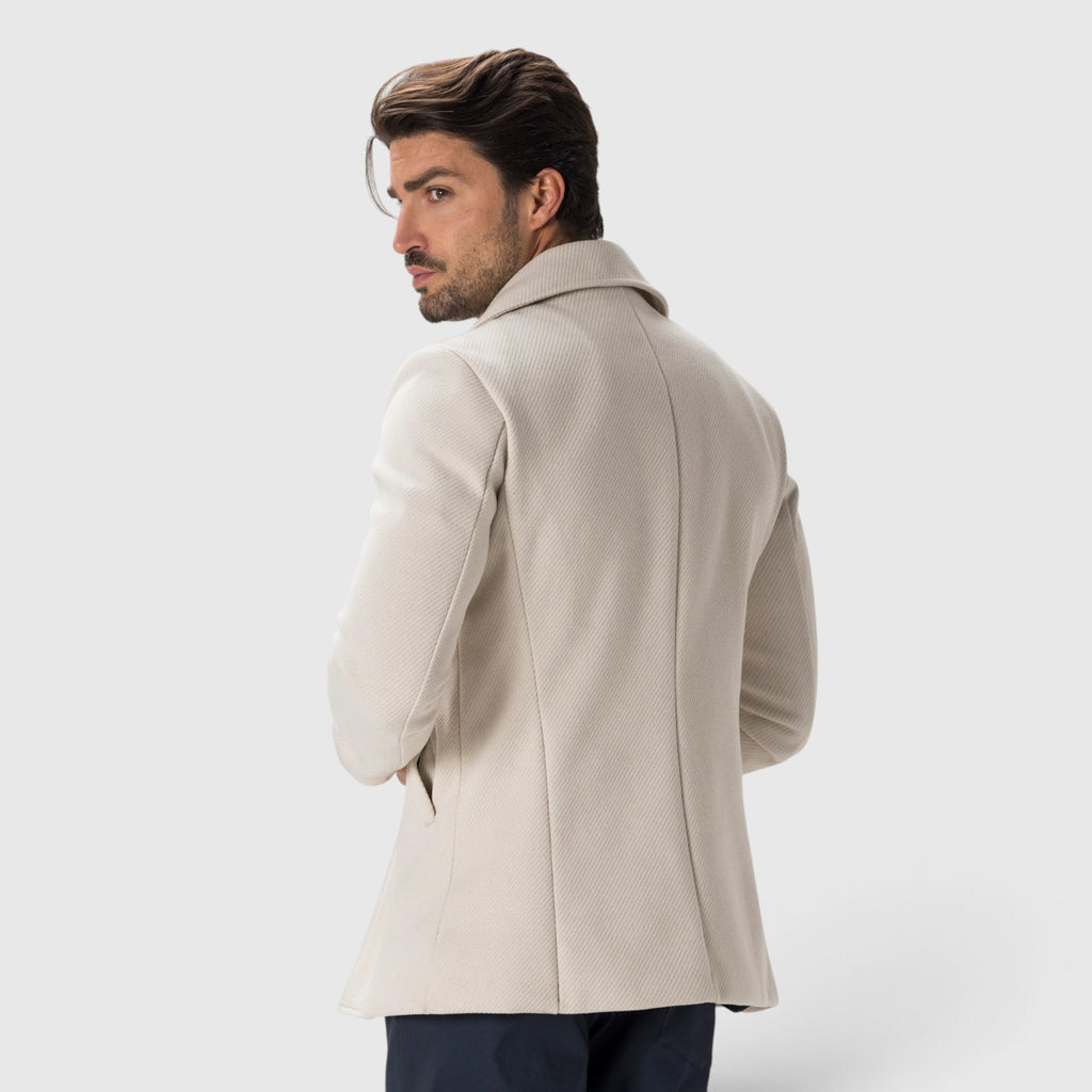 Monvaline | Men’s Cream Double-Breasted Coat Italian-Made Regular Fit