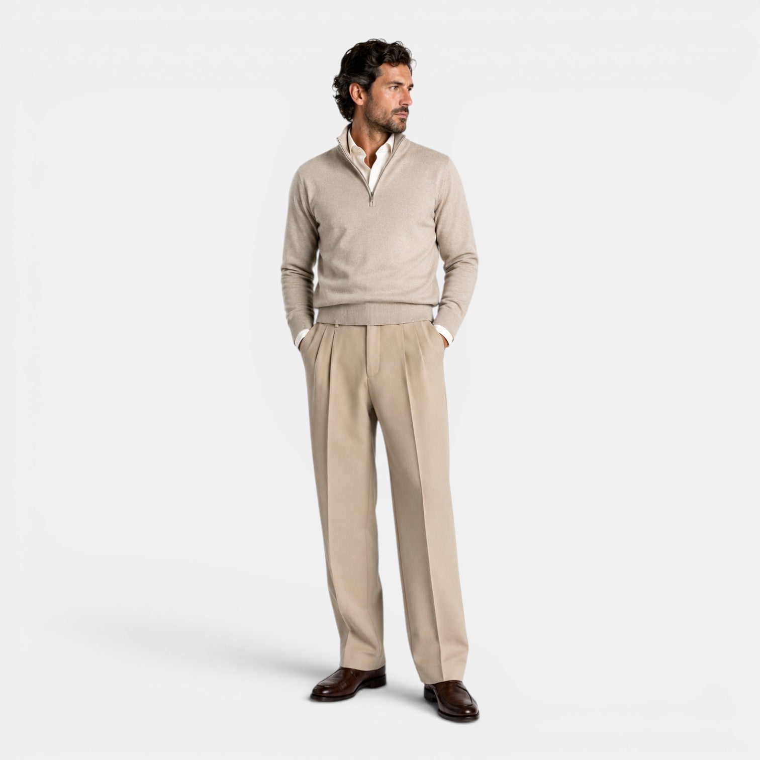Monvaline | Men’s Fitted Trousers – Mid Waist Smart Tailored Fit