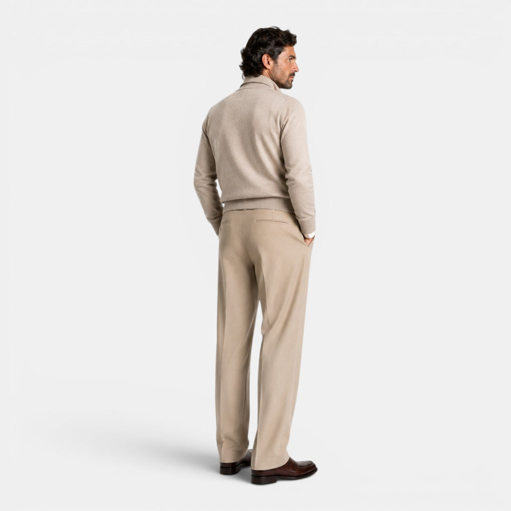 Monvaline | Men’s Fitted Trousers – Mid Waist Smart Tailored Fit