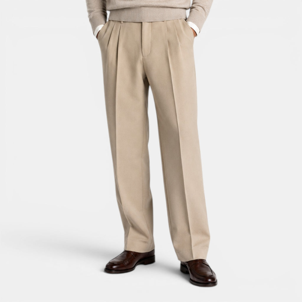 Monvaline | Men’s Fitted Trousers – Mid Waist Smart Tailored Fit