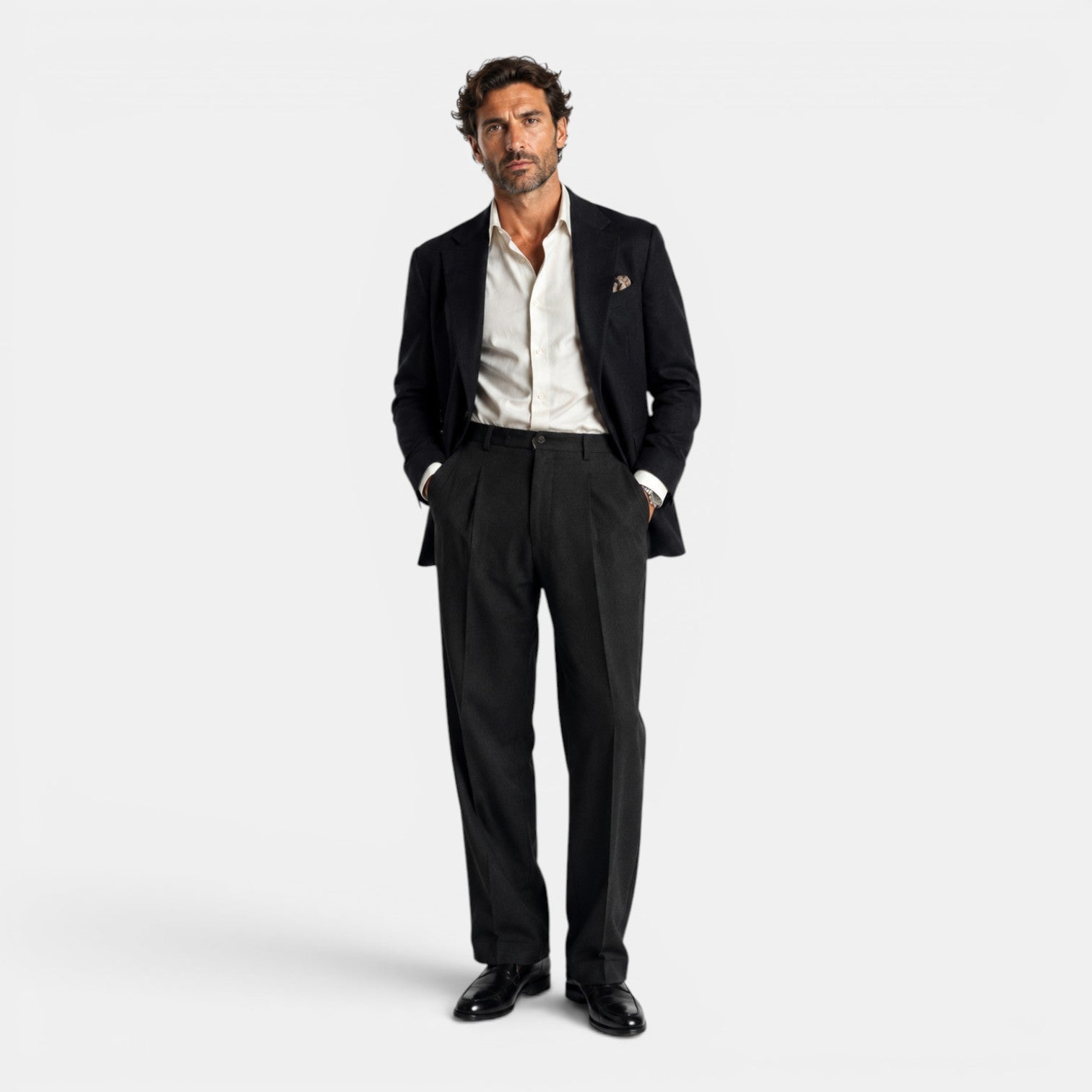 Monvaline | Men’s Fitted Trousers – Mid Waist Smart Tailored Fit