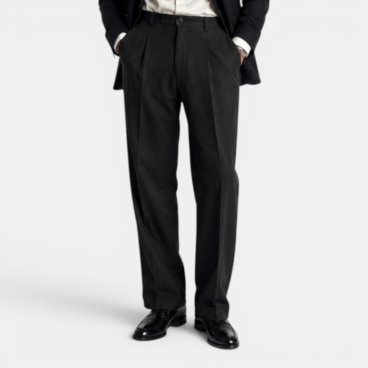 Monvaline | Men’s Fitted Trousers – Mid Waist Smart Tailored Fit