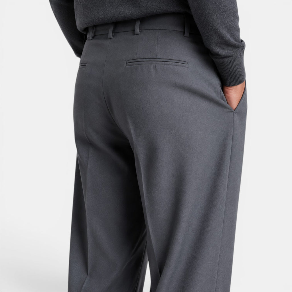 Monvaline | Men’s Fitted Trousers – Mid Waist Smart Tailored Fit