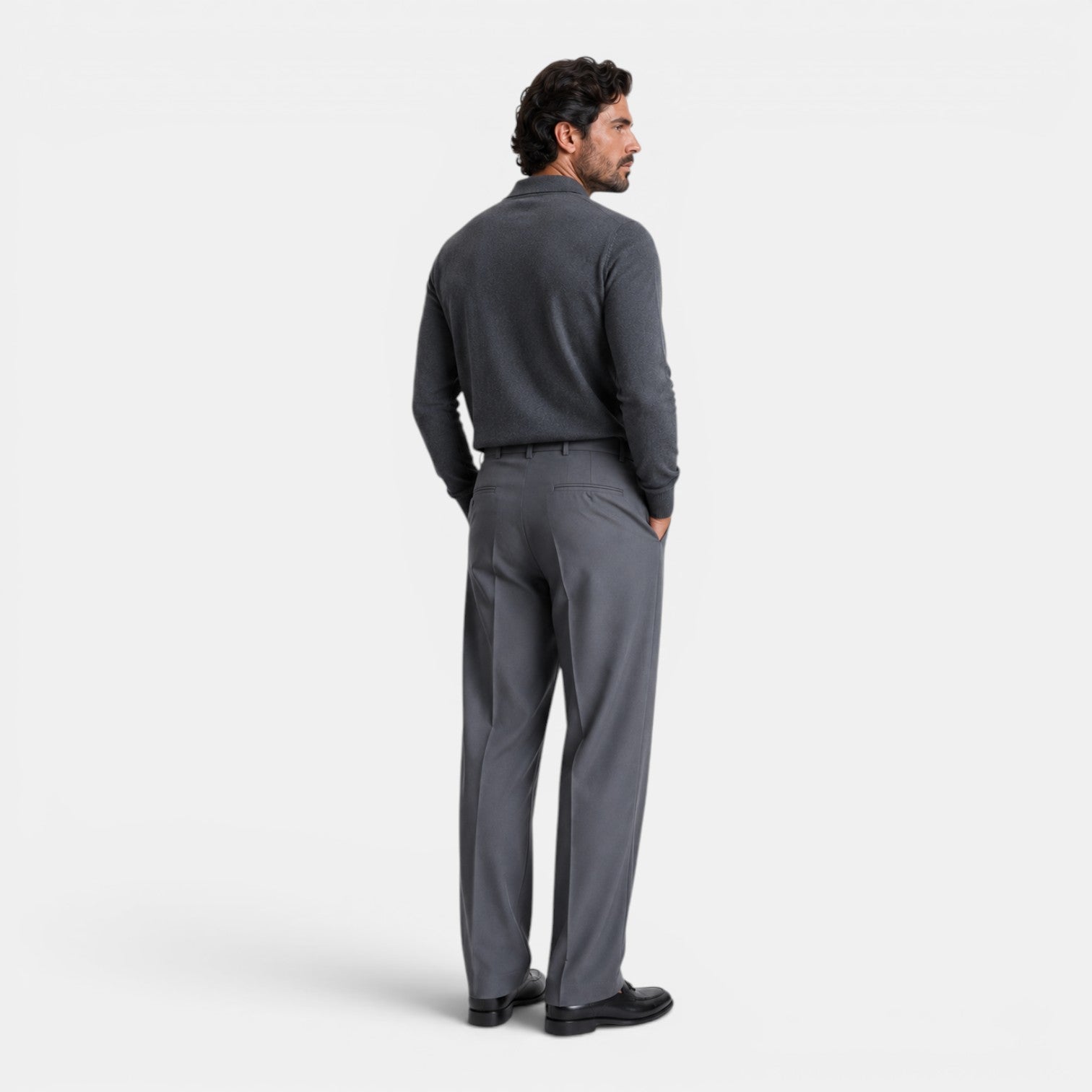 Monvaline | Men’s Fitted Trousers – Mid Waist Smart Tailored Fit