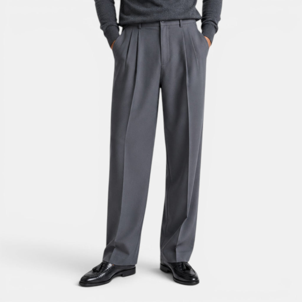 Monvaline | Men’s Fitted Trousers – Mid Waist Smart Tailored Fit