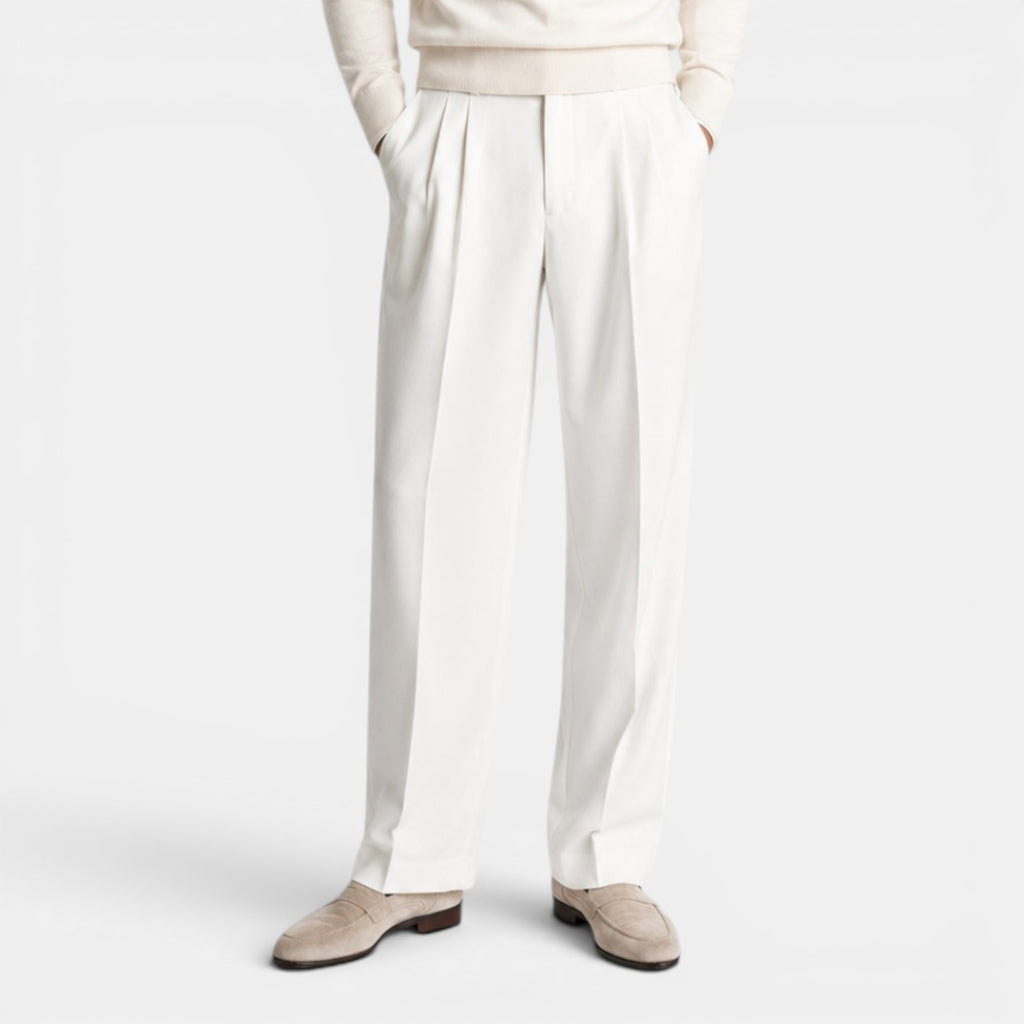 Monvaline | Men’s Fitted Trousers – Mid Waist Smart Tailored Fit