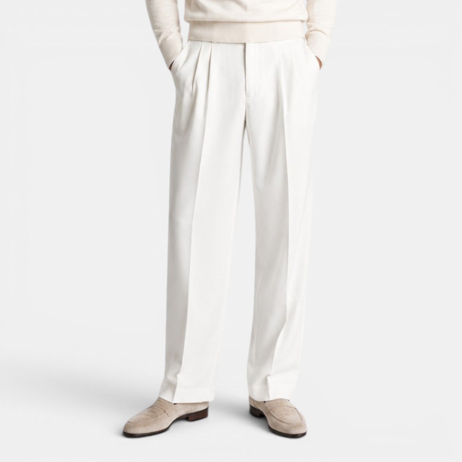 Monvaline | Men’s Fitted Trousers – Mid Waist Smart Tailored Fit