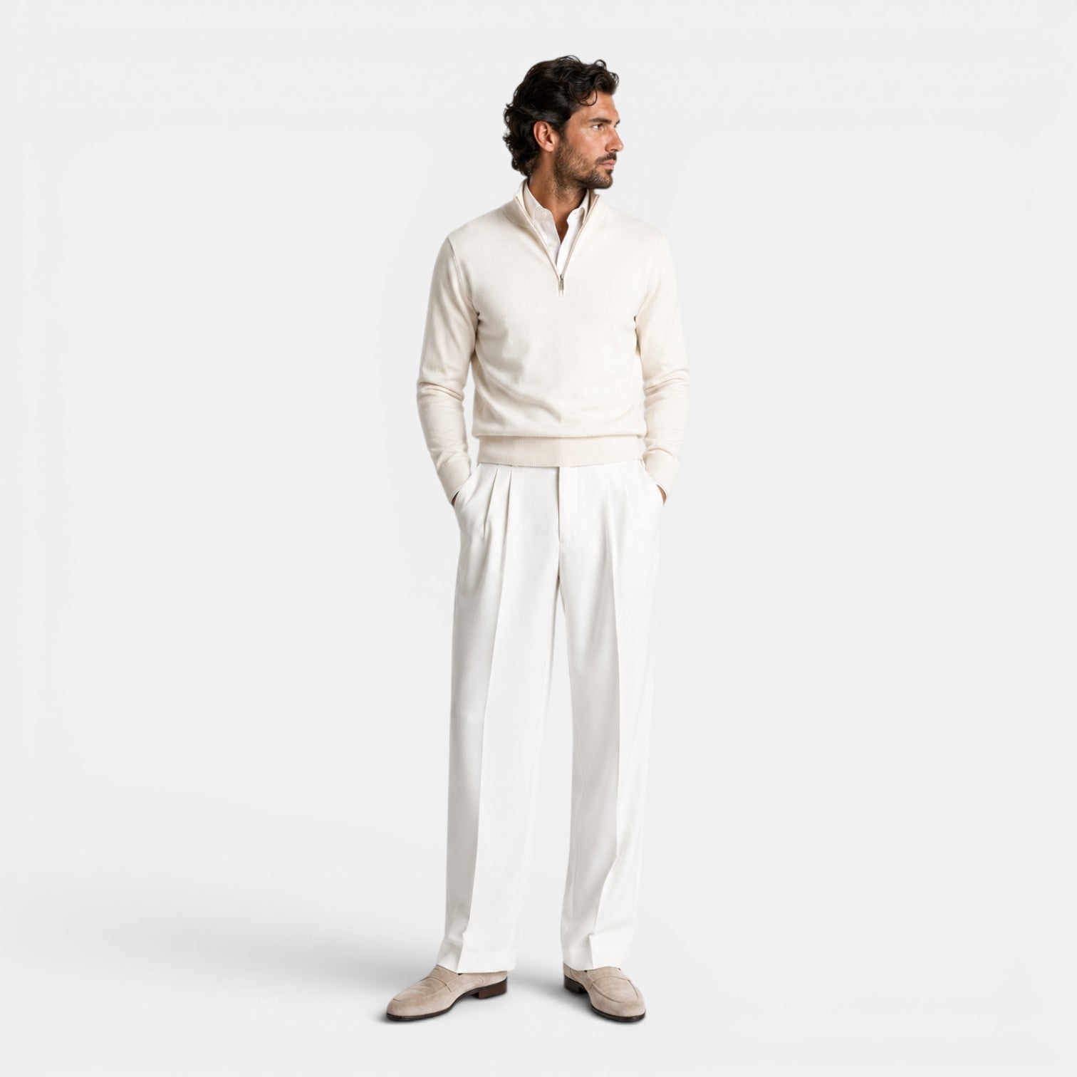 Monvaline | Men’s Fitted Trousers – Mid Waist Smart Tailored Fit