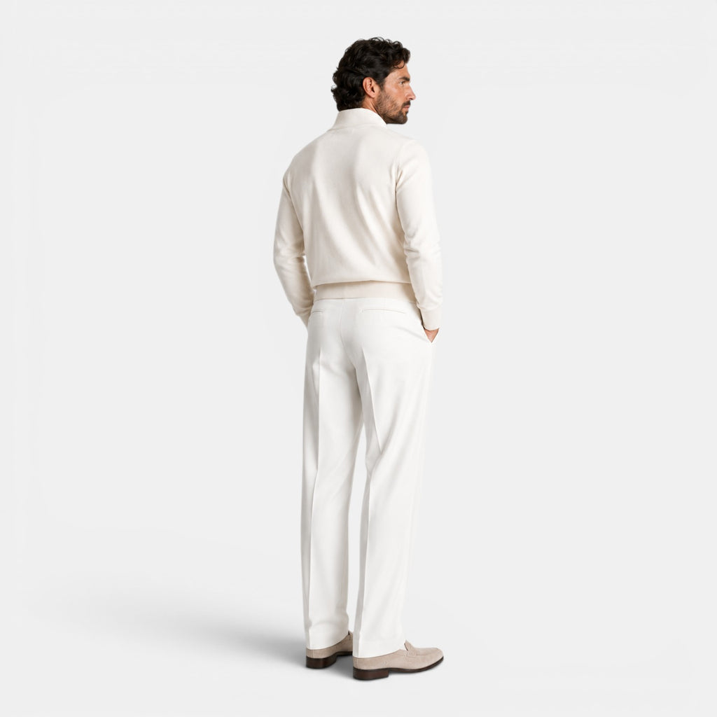 Monvaline | Men’s Fitted Trousers – Mid Waist Smart Tailored Fit