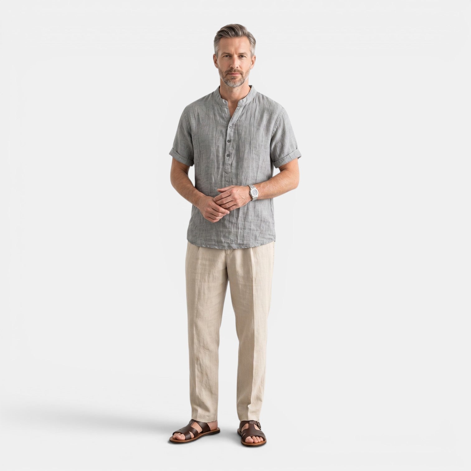 Monvaline | Men’s Lightweight Linen Shirt – Casual Summer Holiday Top