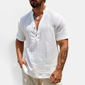 Monvaline | Men’s Lightweight Summer Shirt – Textured Stand Collar