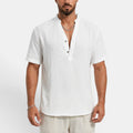 Monvaline | Men’s Lightweight Summer Shirt – Textured Stand Collar
