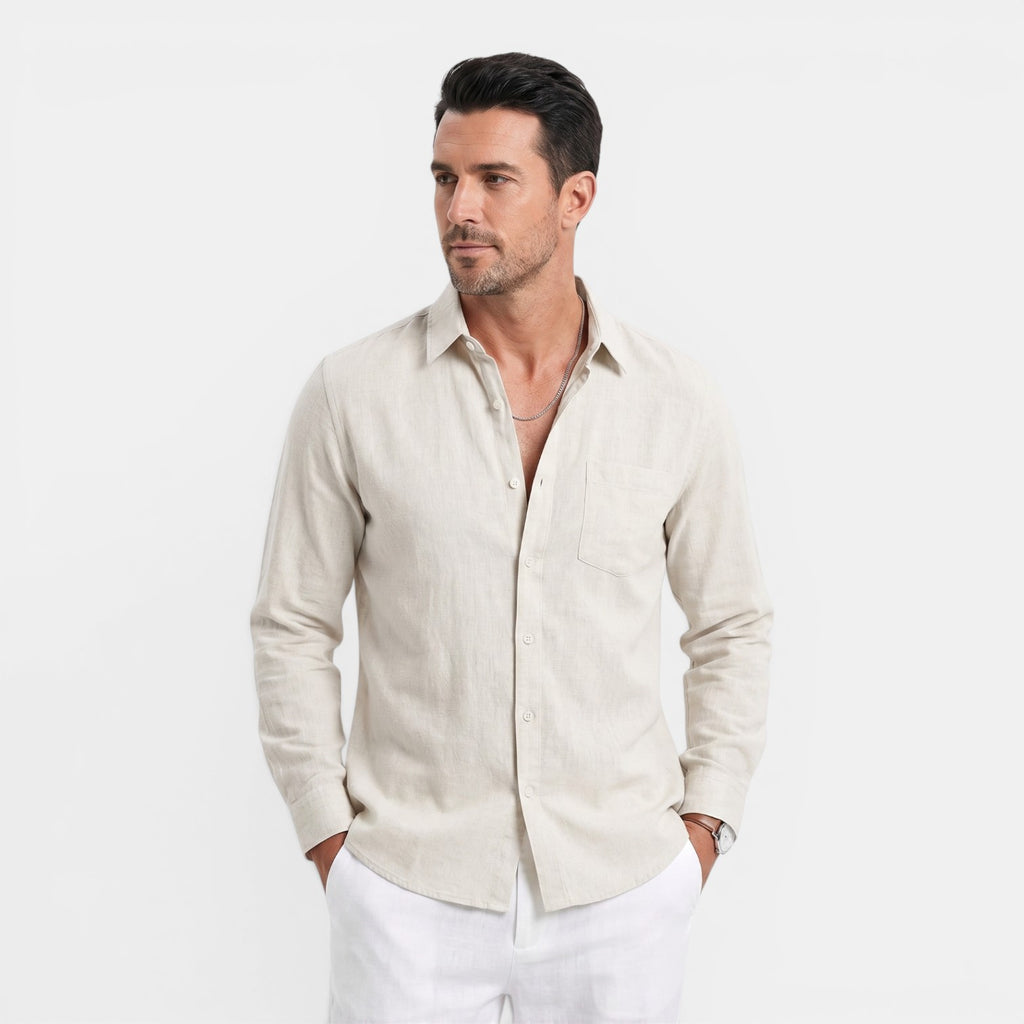 Monvaline | Men’s Linen Shirt Loose Fit Summer Breathable Comfort Wear