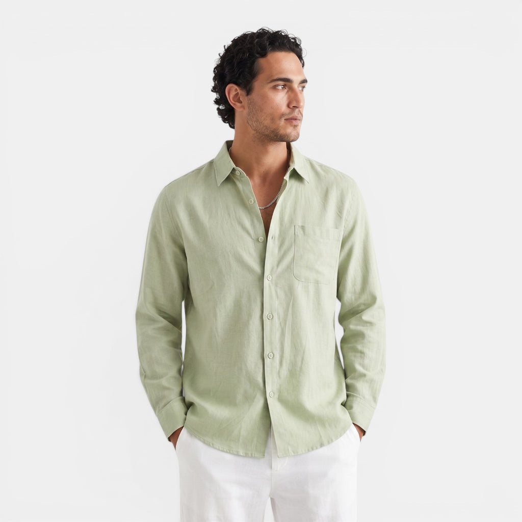 Monvaline | Men’s Linen Shirt Loose Fit Summer Breathable Comfort Wear