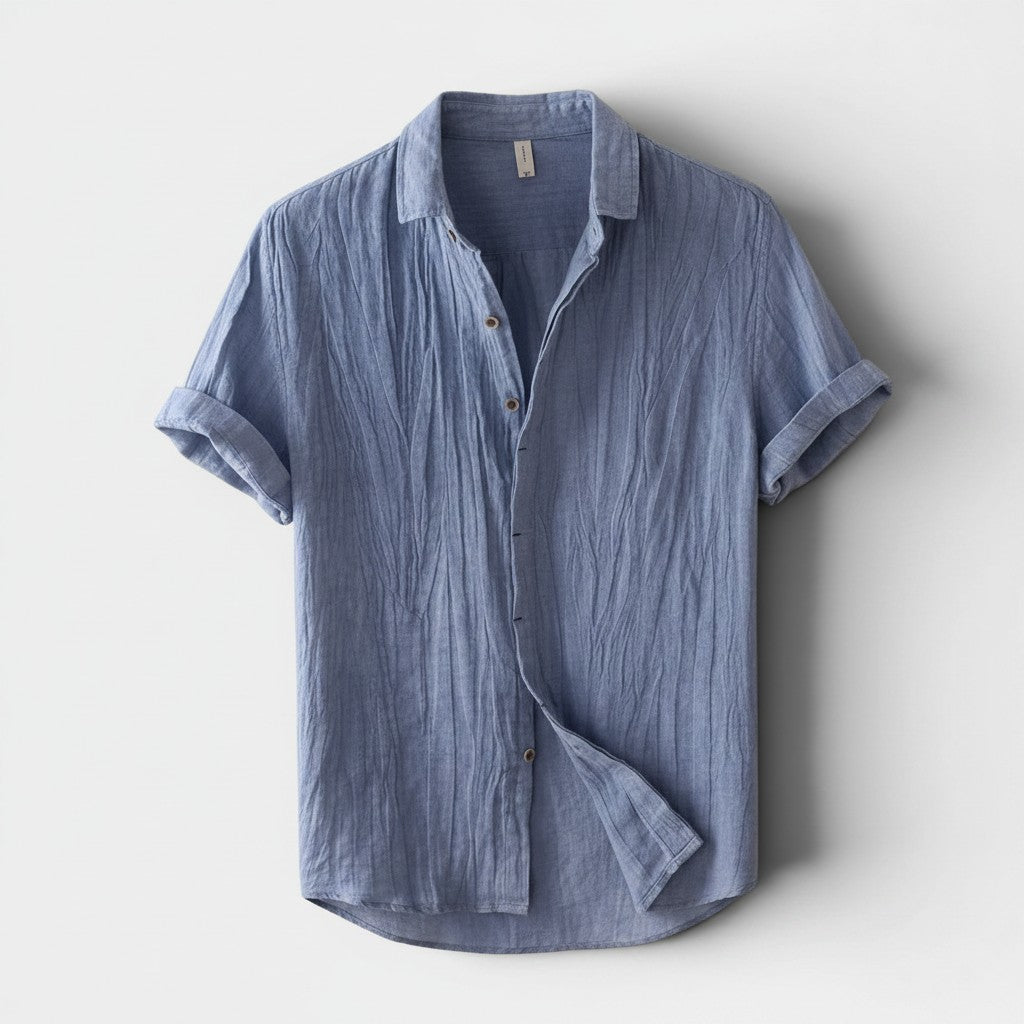 Monvaline | Men’s Linen Shirt Short Sleeve – Lightweight Summer Button Up