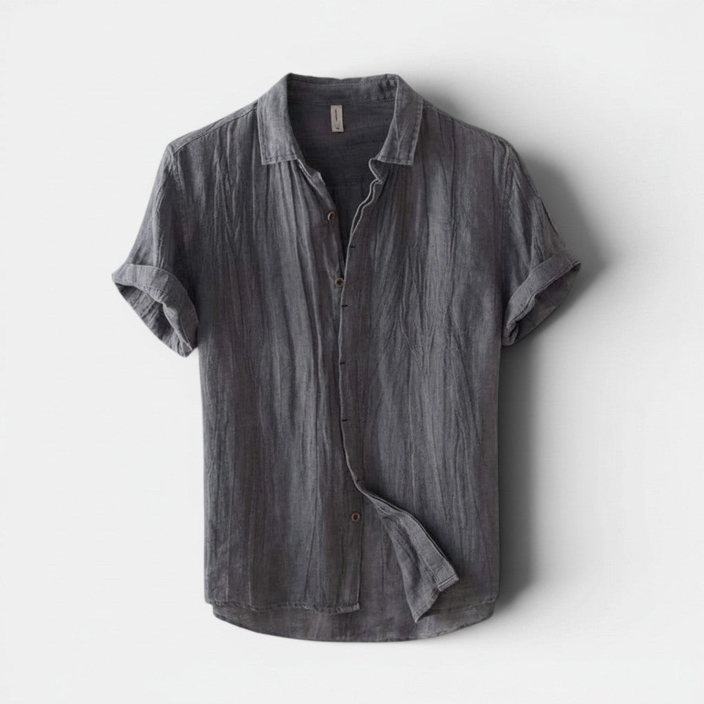 Monvaline | Men’s Linen Shirt Short Sleeve – Lightweight Summer Button Up