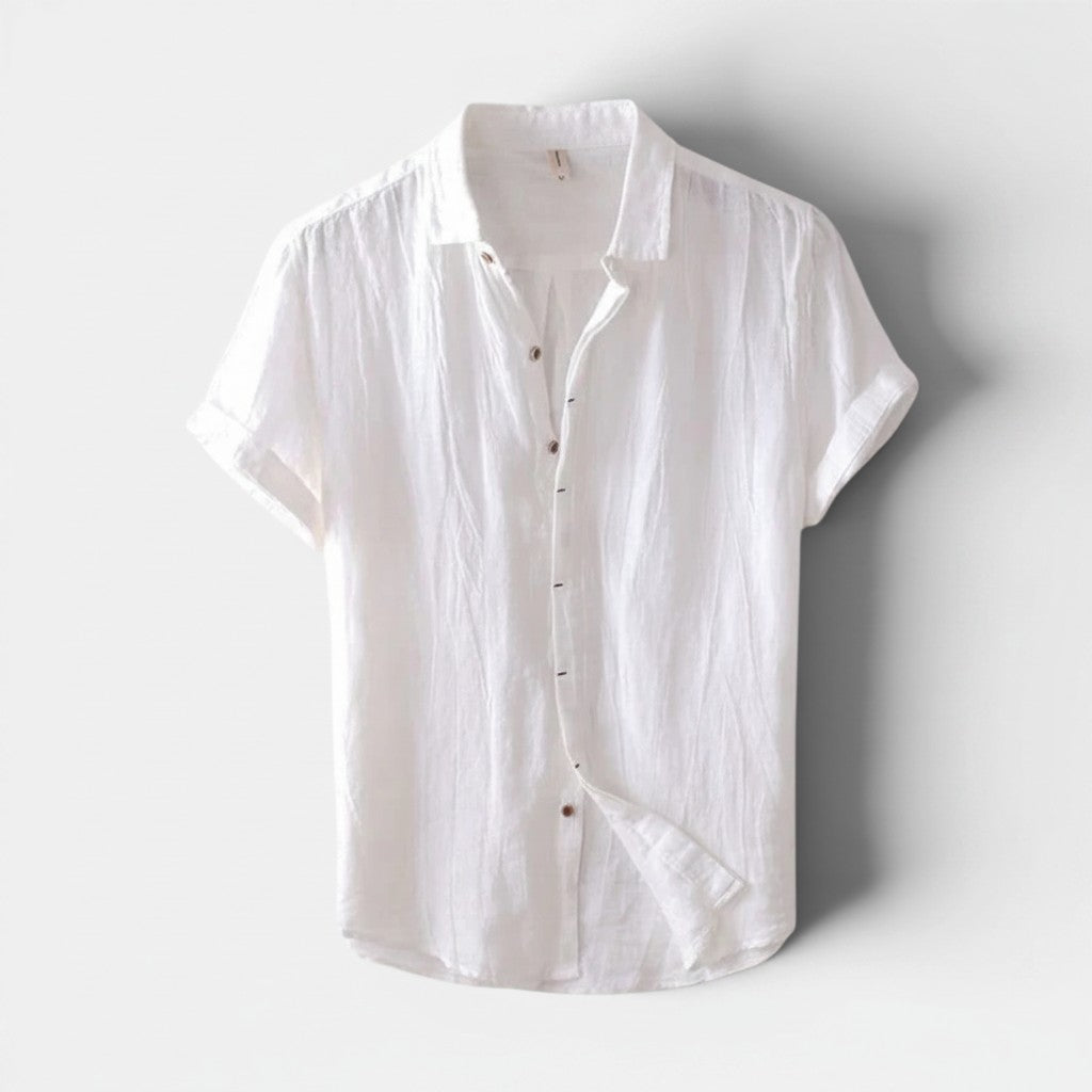 Monvaline | Men’s Linen Shirt Short Sleeve – Lightweight Summer Button Up