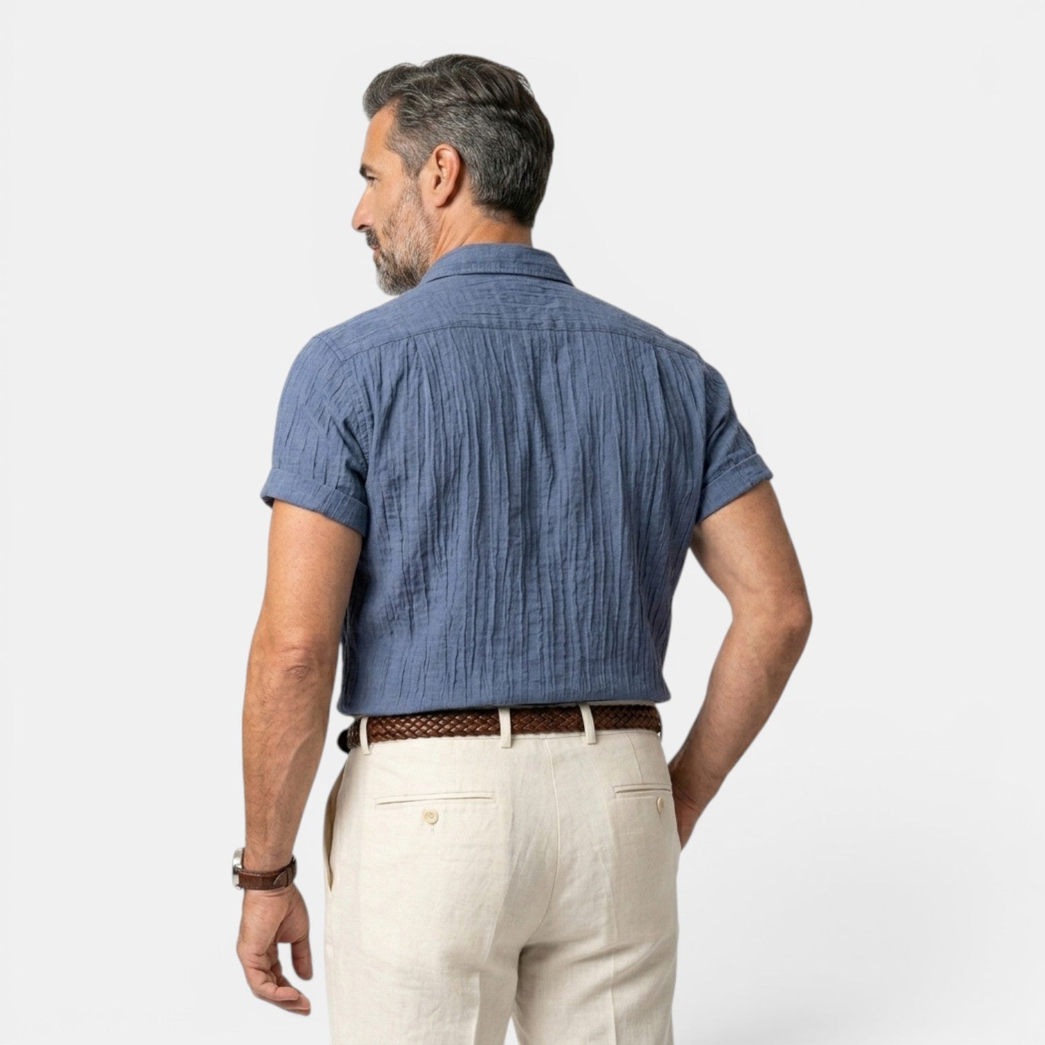 Monvaline | Men’s Linen Shirt Short Sleeve – Lightweight Summer Button Up