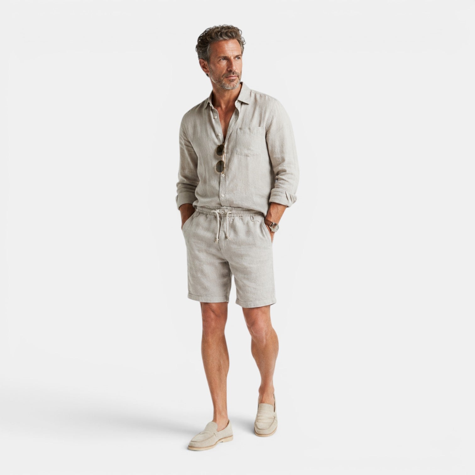 Monvaline | Men's Linen Shorts – Lightweight Breathable Summer Fit