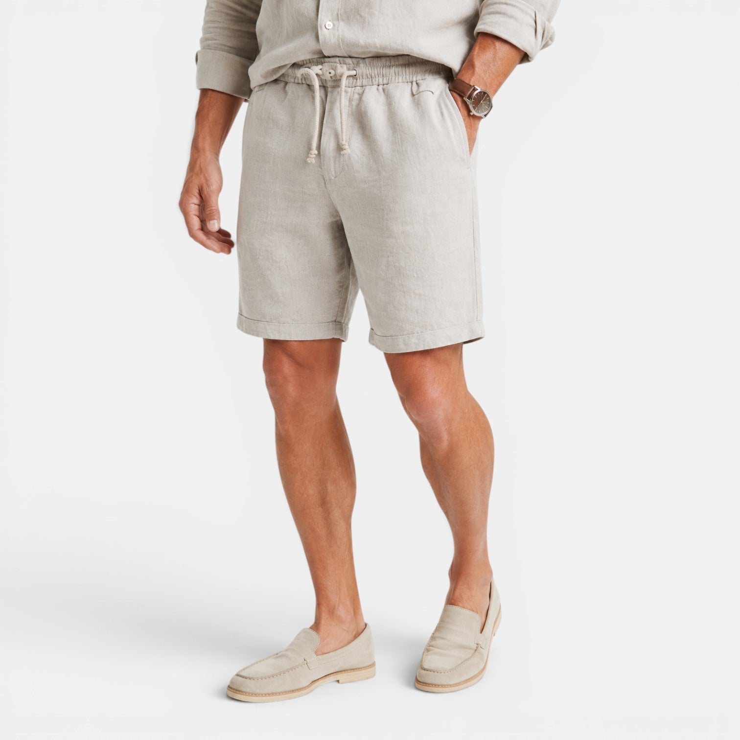 Monvaline | Men's Linen Shorts – Lightweight Breathable Summer Fit