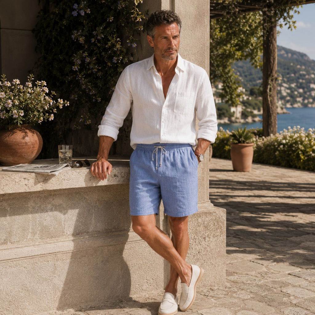 Monvaline | Men's Linen Shorts – Lightweight Breathable Summer Fit