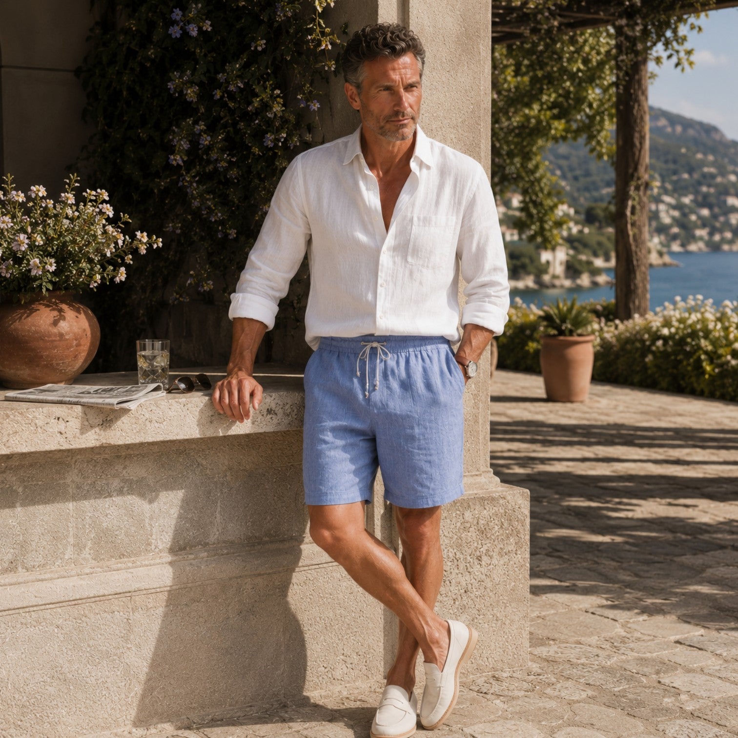 Monvaline | Men's Linen Shorts – Lightweight Breathable Summer Fit