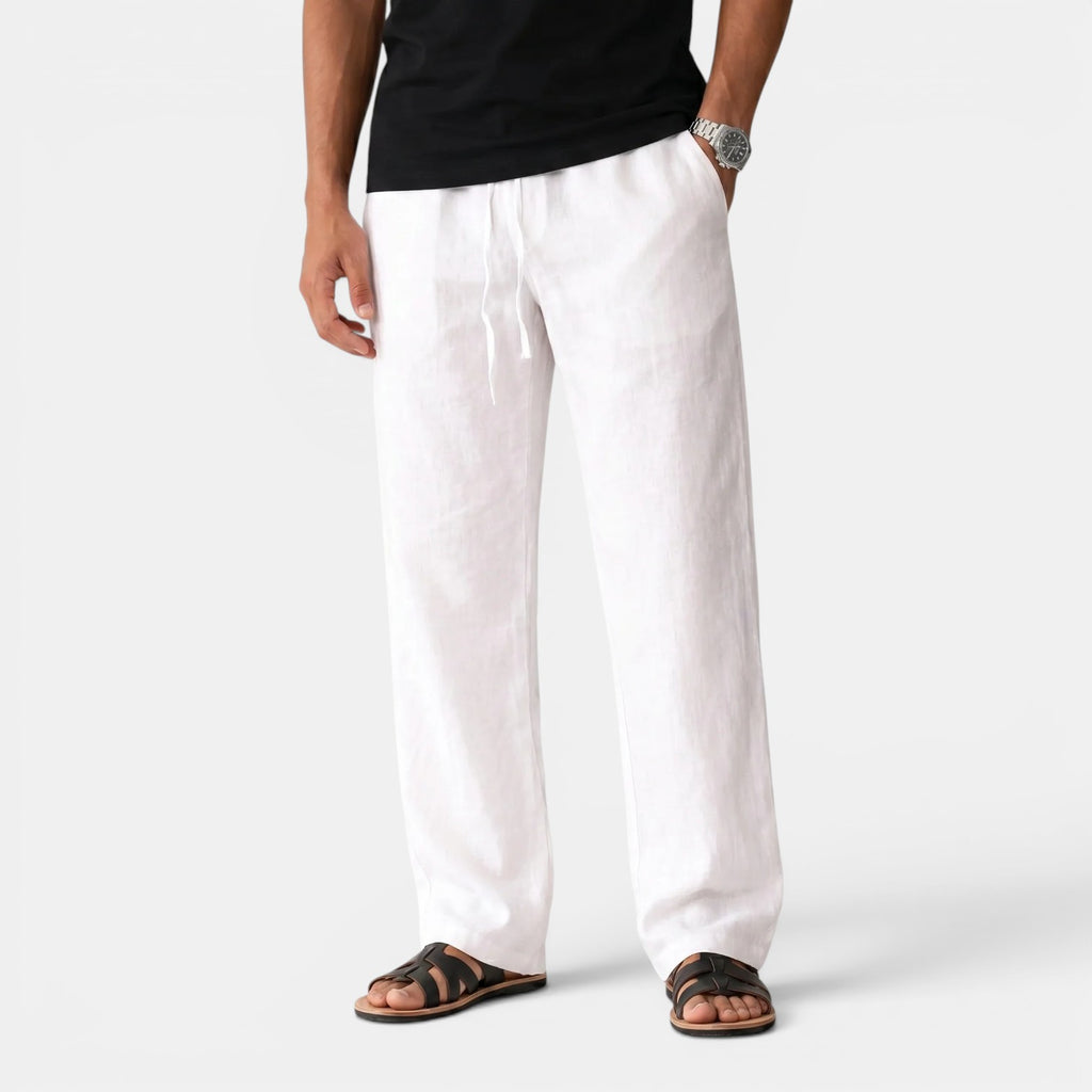 Monvaline | Men's Linen Trousers Elastic Waist Comfortable Summer Pants