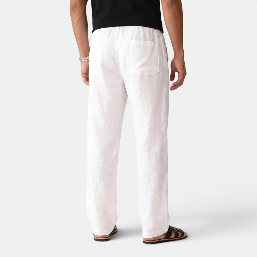 Monvaline | Men's Linen Trousers Elastic Waist Comfortable Summer Pants