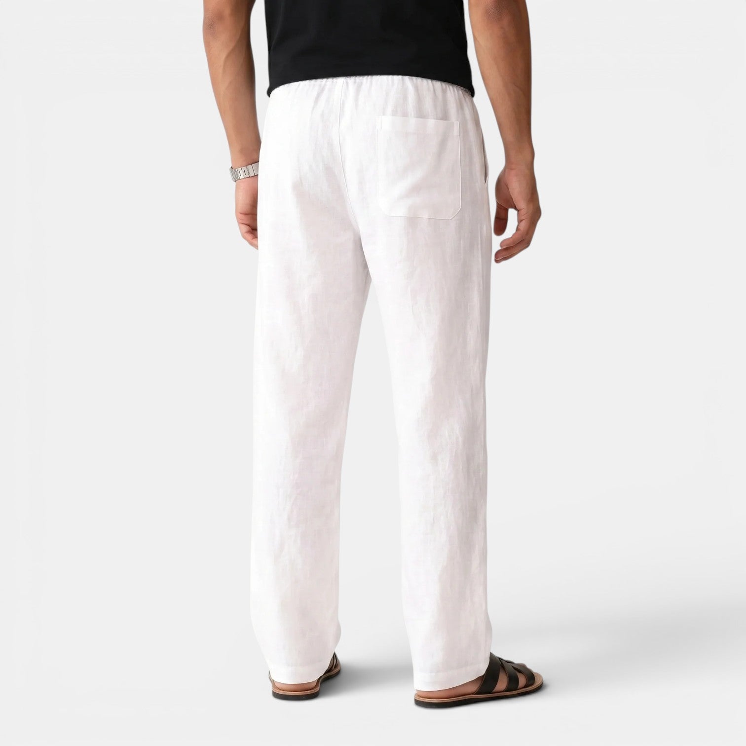 Monvaline | Men's Linen Trousers Elastic Waist Comfortable Summer Pants