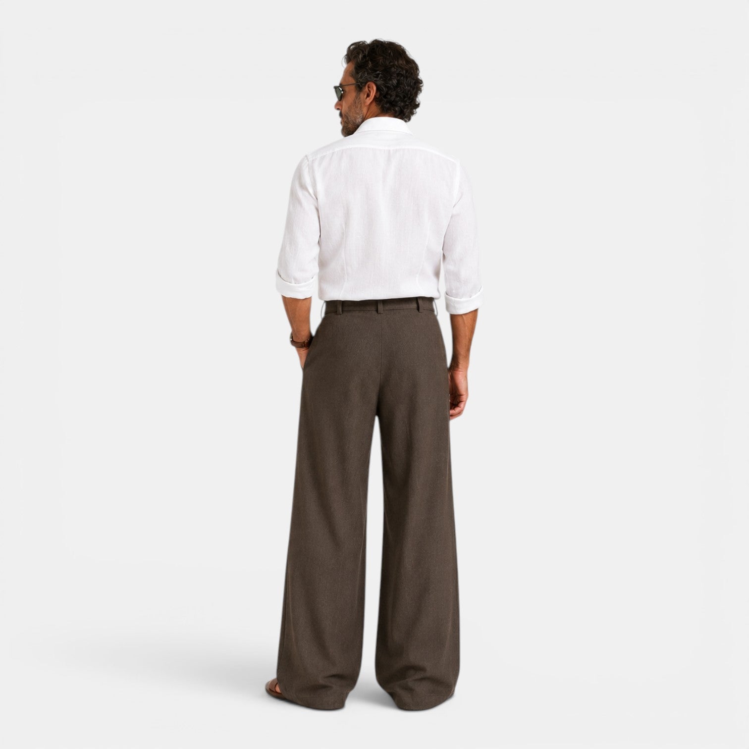 Monvaline | Men's Pleated Straight Leg Dress Pants Classic Fit Trousers