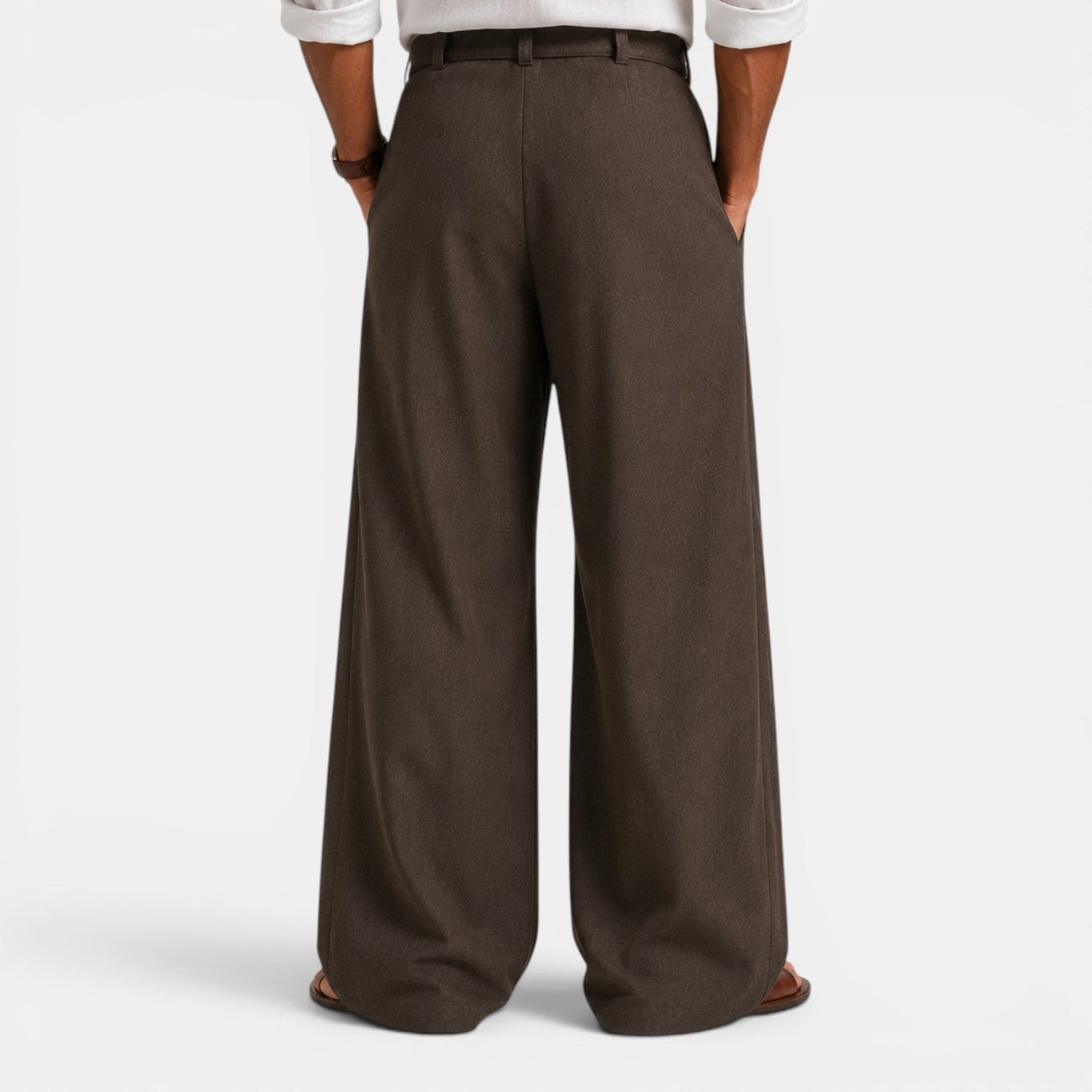 Monvaline | Men's Pleated Straight Leg Dress Pants Classic Fit Trousers