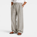 Monvaline | Men's Pleated Straight Leg Dress Pants Classic Fit Trousers