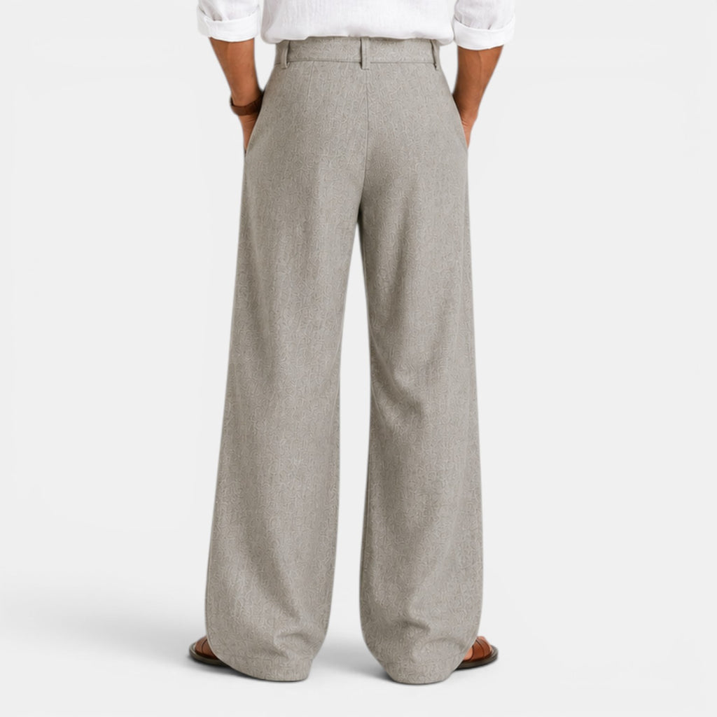 Monvaline | Men's Pleated Straight Leg Dress Pants Classic Fit Trousers