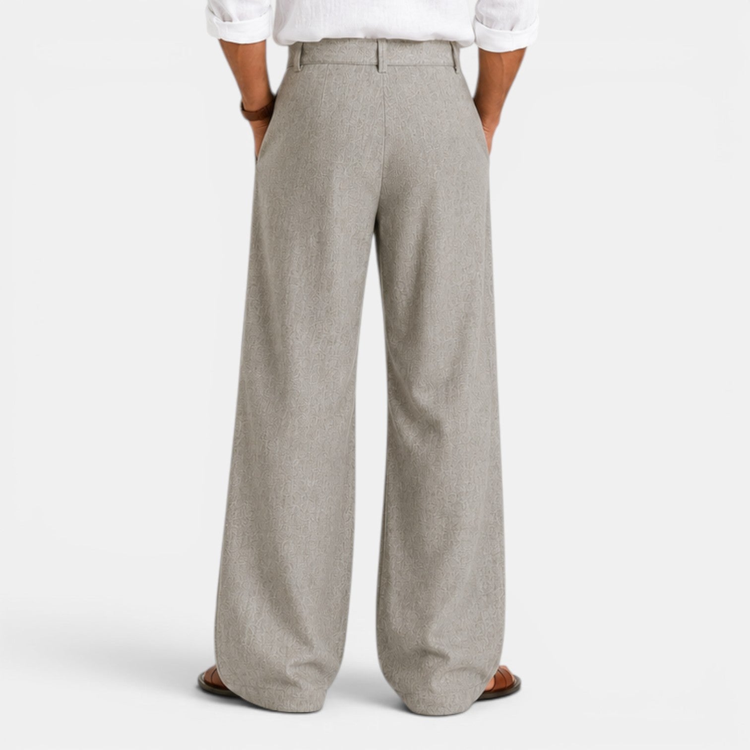 Monvaline | Men's Pleated Straight Leg Dress Pants Classic Fit Trousers