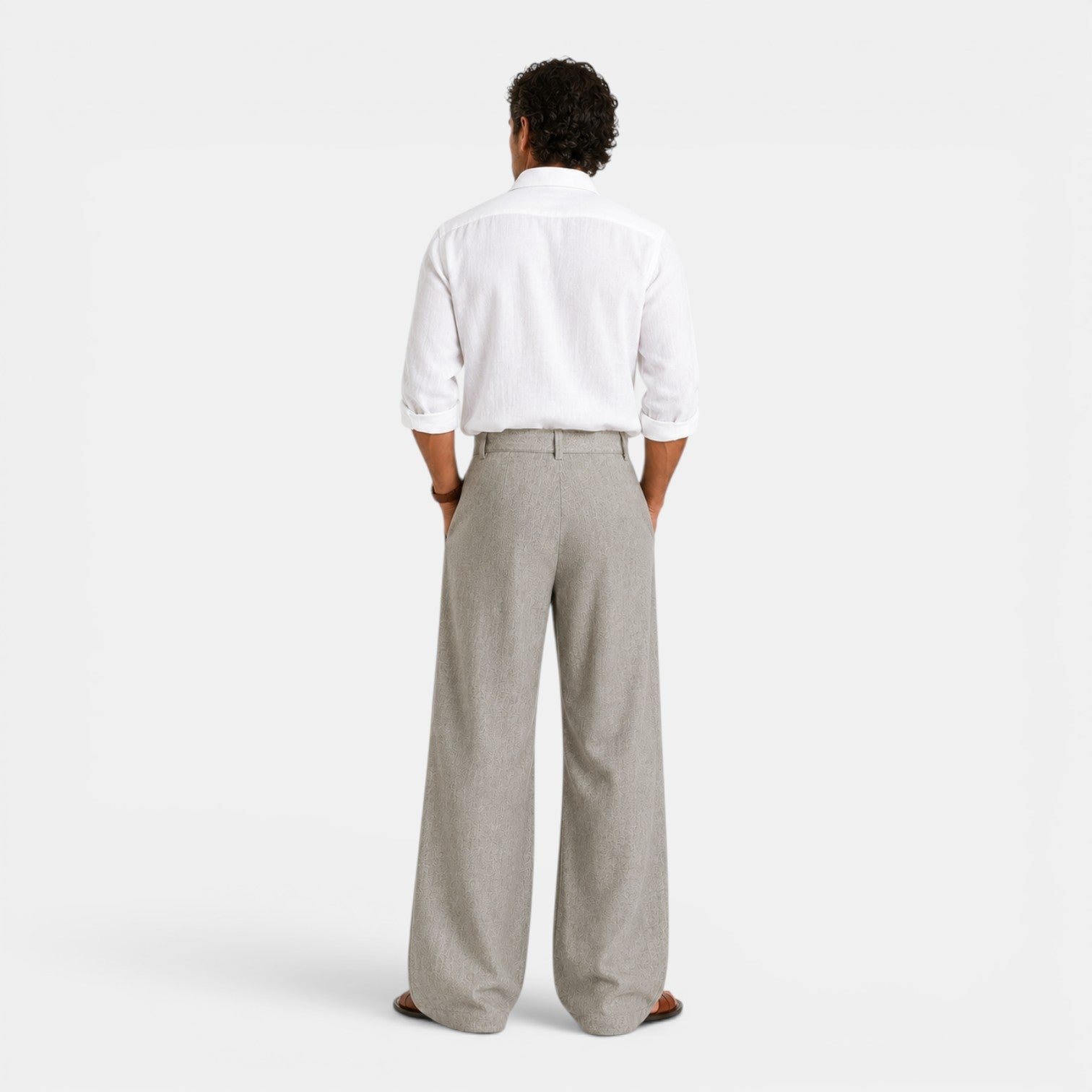 Monvaline | Men's Pleated Straight Leg Dress Pants Classic Fit Trousers